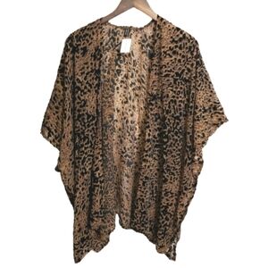 NWT Dress Barn Leopard Print Open Cardigan Top Women's One Size